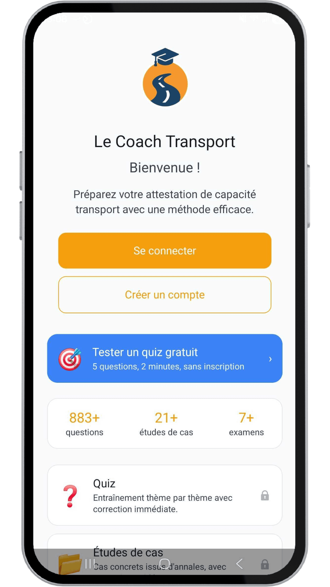 Capture d'écran - Accueil de l'application